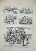 Original Old Antique Print Zulu War 1879 Siers Camp Ship Paris Church Colenso