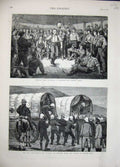 Antique Old Print Zulu War 1879 Ship Utrecht Wounded Zlobane Botha'S Hill 19th