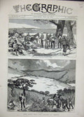 Original Old Antique Print 1879 Zulu War Tugela River Siers Fort Ekowe Weapons