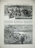 Original Old Antique Print 1893 Roumania Rochiori Siers River War Venatori Men