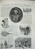 Old Antique Print 1887 Henry Linacre Physician Monkwell College Surgeons 19th