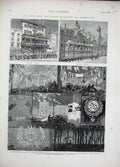 Old Antique Print 1874 London Oxford Regent Buckingham Army Navy Yacht 19th