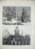 Original Old Antique Print 1874 London Oxford Waterloo Trafalgar Marble Arch