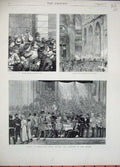 Old Antique Print St Pauls Cathedral Temple Bar 1874 Queen Mansion House 19th