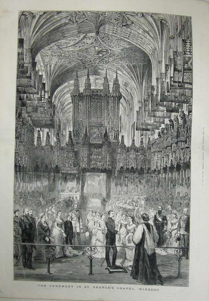 Old Antique Print 1879 Wedding Duke Connaught Wellington Windsor Chapel 19th