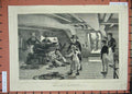 Old Antique Print C1875 War Ship Children Sailors Canon Gun Royal Academy 19th