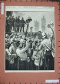 Original Old Antique Print 1882 War Egypt Scots Guards Westminster Bridge Siers