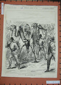Original Old Antique Print 1884 War Soudan Camel Artillery Siers Weapons Men