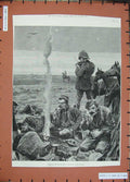 Original Old Antique Print 1885 War Soudan Bivouac Desert Siers Horses Fine Art