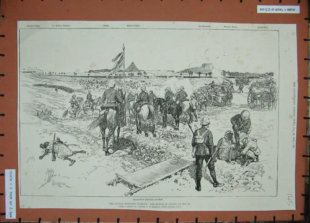 Old Antique Print 1886 Soudan War Battle Ginnis General Stephenson Horse 19th