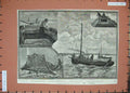 Old Antique Print 1883 Fishing Whitebait Boat Nets Men Sea Craft Fine Art 19th