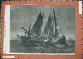 Old Antique Print 1861 North Foreland Prince Arthur Fishing Boat Ramsgate 19th