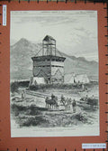 Original Old Antique Print 1885 War Soudan Zereba Redoubt Souakim Horses Siers
