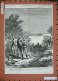 Original Old Antique Print 1885 War Soudan Sir Charles Wilson Meruat Siers Ship