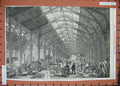 Original Old Antique Print 1862 International Exhibition Building Agricultural