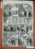 Old Antique Print 1862 Post Office Telegraph Police Smoking Room Writing 19th
