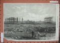 Original Old Antique Print Paris Exhibition Building Champ De Mars 1866 France