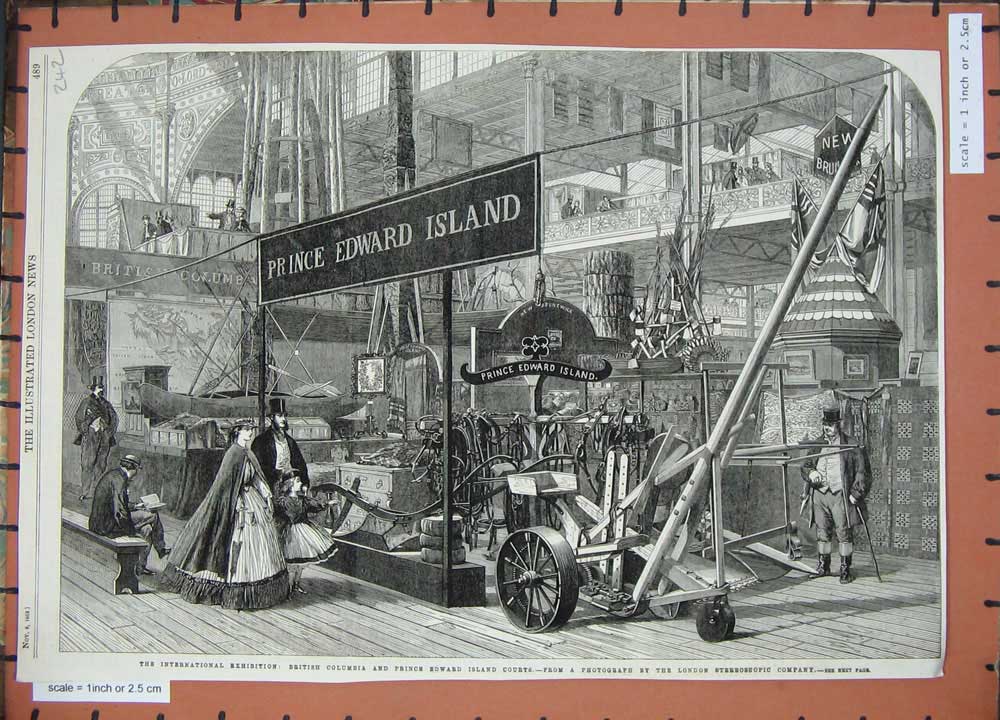 Old Antique Print 1862 British Columbia Price Edward Island Courts People 19th