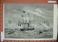 Old Antique Print 1873 Departure Shah Portsmouth Ships Steamer Fine Art 19th