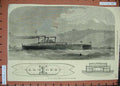Original Old Antique Print 1873 Dicey Channel Steamer Deck Plan Saloon Deck