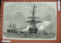 Old Antique Print 1865 British Admirals Flagship Portsmouth French Ships 19th