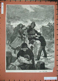 Old Antique Print 1885 Life Boat Rescue Family Stormy Sea Forestier Art 19th