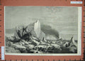 Original Old Antique Print 1872 Sealers Crushed Icebergs Sailing Ships Bradford