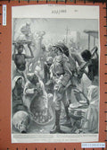 Original Old Antique Print 1898 Advance Soudan Women Men Siers Fruit Basket
