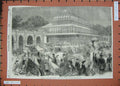 Original Old Antique Print 1861 Gardens Royal Horticultural Society Dahlia Show