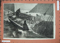 Old Antique Print 1869 Fishermans Christmas Eve Ships Sea Lamplight Art 19th