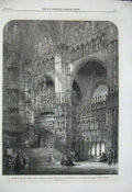 Original Old Antique Print 1864 Chapel High Altar Cathedral Toledo Church Read