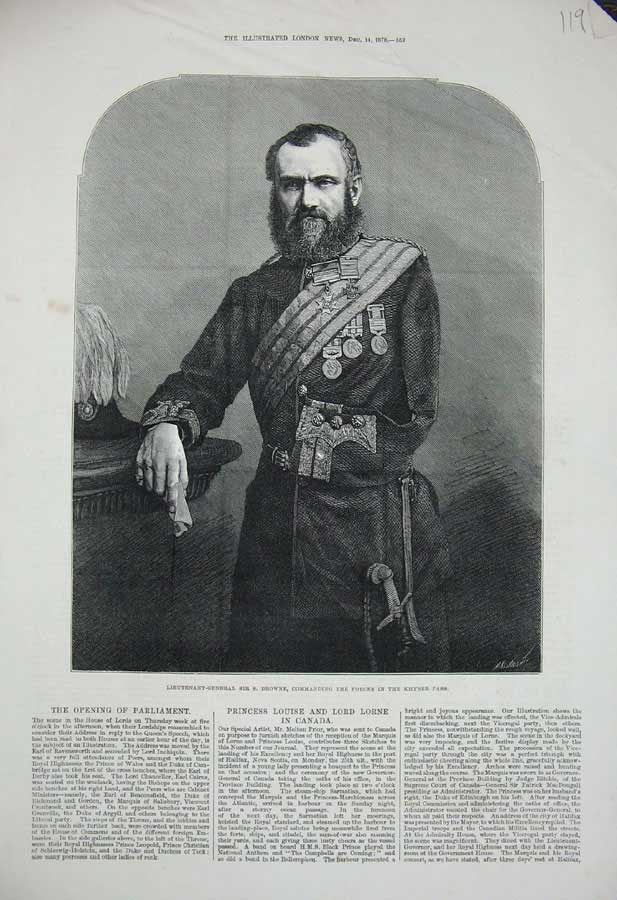 Old Antique Print 1878 Lieutenant-General Sir Browne War Khyber Pass Art 19th