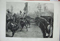 Original Old Antique Print Horse Brigade Seirs Marching Queen Carriage 1882