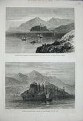 Original Old Antique Print 1880 Dulcigno Turkish Camp War Captain Gambier Art
