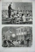 Original Old Antique Print 1863 War America Federalscharleston Church Carolina