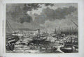 Original Old Antique Print Ice Breaking New York America 1862 Ships Boats River