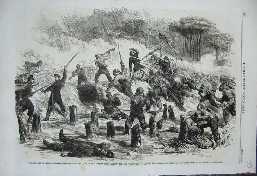 Original Old Antique Print 1862 War America York Zouaves Massachusetts Siers