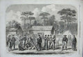 Original Old Antique Print 1862 War America Prisoners Camp Georgia Roanoke Army