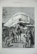 Original Old Antique Print 1880 Afghan War Dome Char-Su Candahar Camel Street