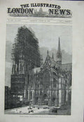 Original Old Antique Print 1880 Cologne Cathedral Church Architecture Fine Art