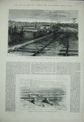 Old Antique Print 1880 London Railway Train Fish-Plates Dynamite Bushey 19th