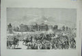Original Old Antique Print 1876 Government House Calcutta Siers Horses War 19th
