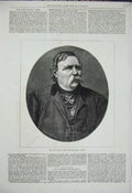 Original Old Antique Print 1876 Portrait Francis Deak Hungarian Patriot Man