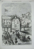 Original Old Antique Print 1869 Danish Royal Marriage Prince Copenhagen Holmens