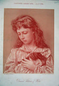 Original Old Antique Print 1884 Sepia Portrait Princess Victoria Wales Girl