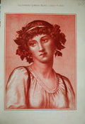 Original Old Antique Print 1884 Colour Portrait Beautiful Lady Woman Victorian