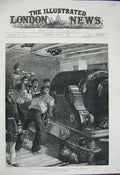 Old Antique Print 1882 Egypt Guns H.M.S Sultan Alexandria War Navy Sailor 19th