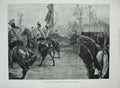 Original Old Antique Print 1882 Royal Review Brigade Guards Siers Army Queen