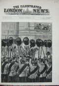 Old Antique Print 1882 Royal Review Guards Buckingham Palace Queen London 19th