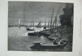 Old Antique Print 1883 Cairo Egypt Harbour Boulak Sailing Boats Montbard 19th
